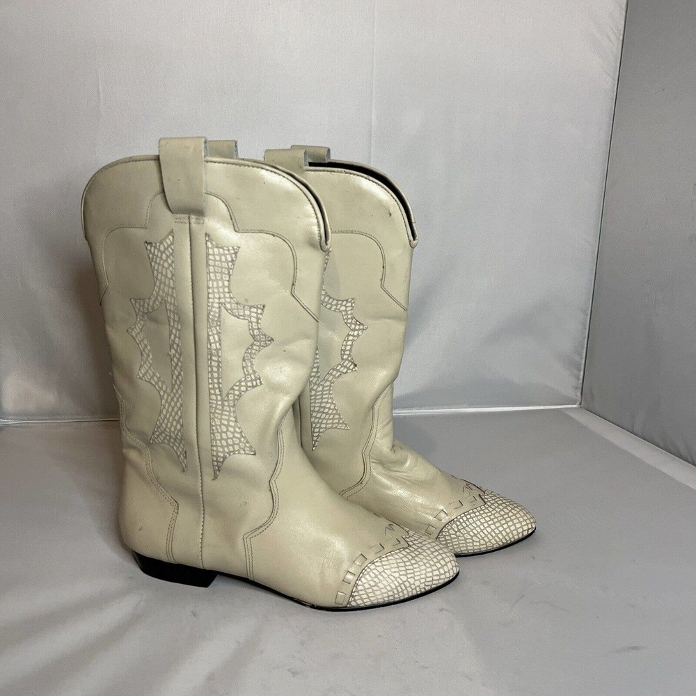 Vintage Hippopotamus withe Leather Boots with Aztec Western Detailing Sz 6